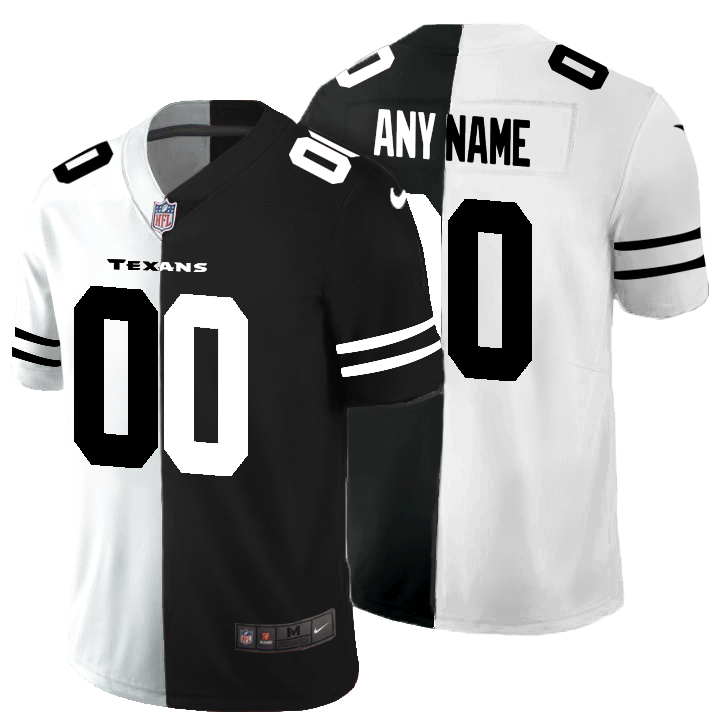 Wholesale Houston Texans Custom Men Black V White Peace Split Nike Vapor Untouchable Limited NFL Jersey